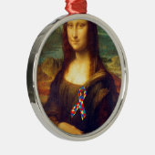 Mona Lisa mit Puzzle Ribbon Silbernes Ornament (Rechts)