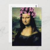 Mona Lisa mit rosa Haarwalzen Leonardo da Vinci Postkarte (Vorne/Hinten)