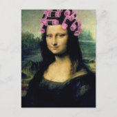 Mona Lisa mit rosa Haarwalzen Leonardo da Vinci Postkarte (Vorderseite)