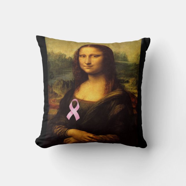Mona Lisa mit rosa Ribbon Kissen (Vorderseite)