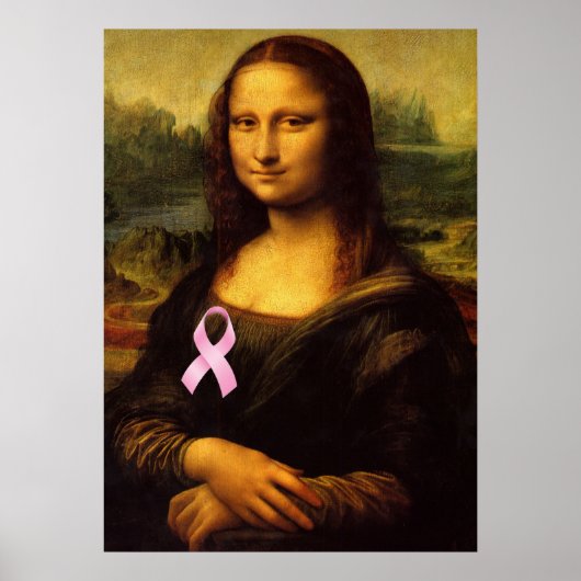 Mona Lisa mit rosa Ribbon Poster (Vorne)