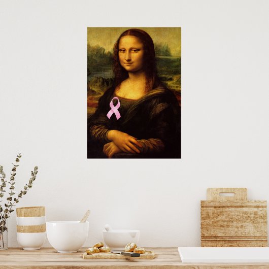 Mona Lisa mit rosa Ribbon Poster (Küche)