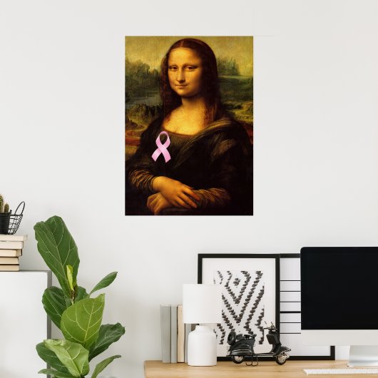 Mona Lisa mit rosa Ribbon Poster (Heimbüro)