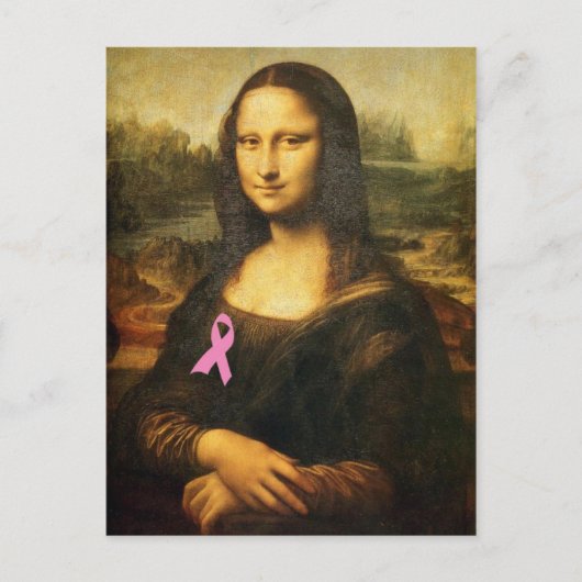 Mona Lisa mit rosa Ribbon Postkarte (Vorderseite)