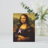 Mona Lisa mit rosa Ribbon Postkarte (Stehend Vorderseite)