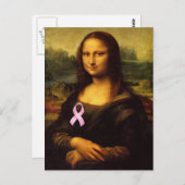 Mona Lisa mit rosa Ribbon Postkarte (Vorne/Hinten)