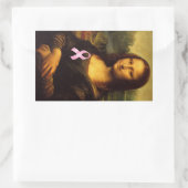 Mona Lisa mit rosa Ribbon Rechteckiger Aufkleber (Tasche)