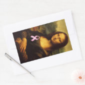 Mona Lisa mit rosa Ribbon Rechteckiger Aufkleber (Umschlag)