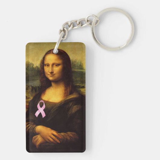 Mona Lisa mit rosa Ribbon Schlüsselanhänger (Rückseite)