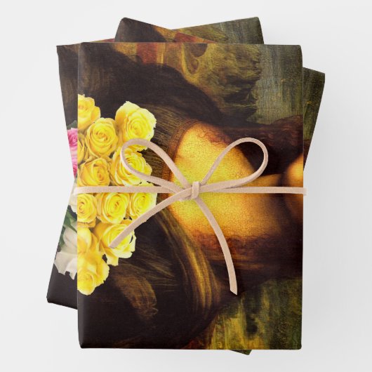 Mona Lisa mit Rose Geschenkpapier Set (Beispiel)