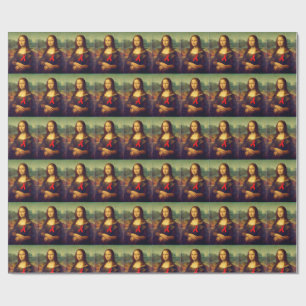 Mona Lisa mit rotem Ribbon Geschenkpapier