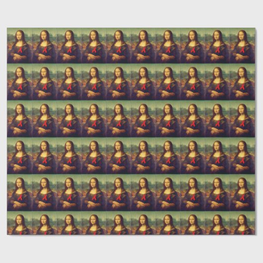 Mona Lisa mit rotem Ribbon Geschenkpapier (Flach)