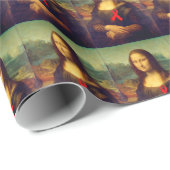 Mona Lisa mit rotem Ribbon Geschenkpapier (Rolleneckpunkt)