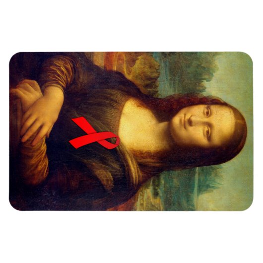 Mona Lisa mit rotem Ribbon Magnet (Horizontal)