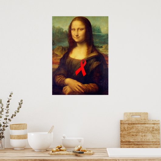 Mona Lisa mit rotem Ribbon Poster (Küche)