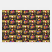 Mona Lisa mit Santa Claus Cap Geschenkpapier Set (Vorderseite)