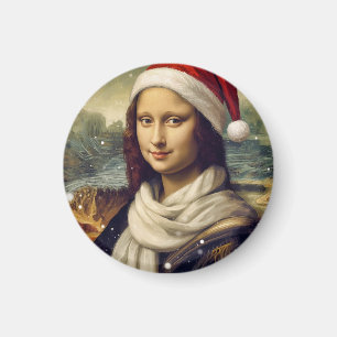Mona Lisa mit Santa-Hut -weihnachtlich  Magnet
