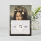 Mona Lisa mit schlafender Katze Einladung (Stehend Vorderseite)