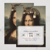 Mona Lisa mit schlafender Katze Einladung (Vorne/Hinten)