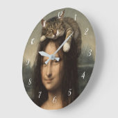 Mona Lisa mit schlafender Katze Große Wanduhr (Winkel)