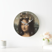 Mona Lisa mit schlafender Katze Große Wanduhr (Zuhause)