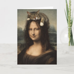 Mona Lisa mit schlafender Katze Karte