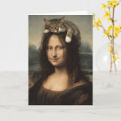 Mona Lisa mit schlafender Katze Karte (Gelbe Blume)