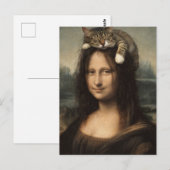 Mona Lisa mit schlafender Katze Postkarte (Vorne/Hinten)