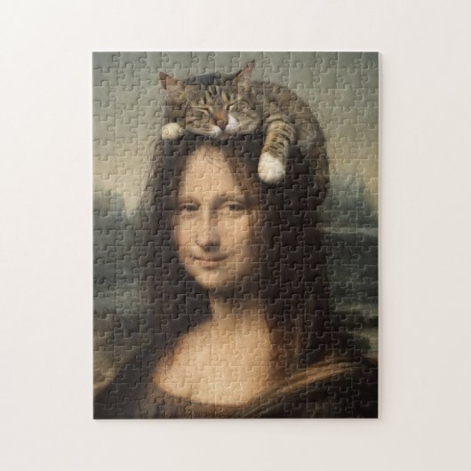 Mona Lisa mit schlafender Katze Puzzle (Vertikal)