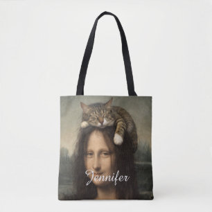 Mona Lisa mit schlafender Katze Tasche