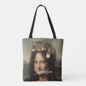 Mona Lisa mit schlafender Katze Tasche (Rückseite)