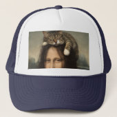 Mona Lisa mit schlafender Katze Truckerkappe (Vorderseite)