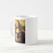 Mona Lisa mit Wein und Buch Humor Kaffeetasse (Vorderseite Links)