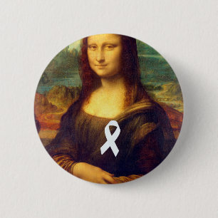 Mona Lisa mit weißem Ribbon Button