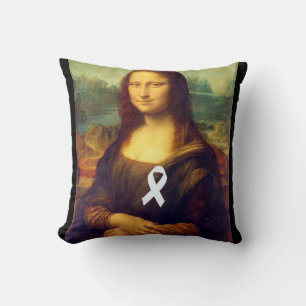 Mona Lisa mit weißem Ribbon Kissen