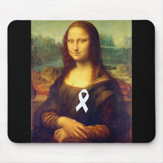 Mona Lisa mit weißem Ribbon Mousepad (Vorne)