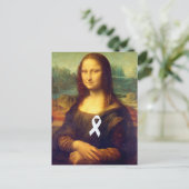 Mona Lisa mit weißem Ribbon Postkarte (Stehend Vorderseite)