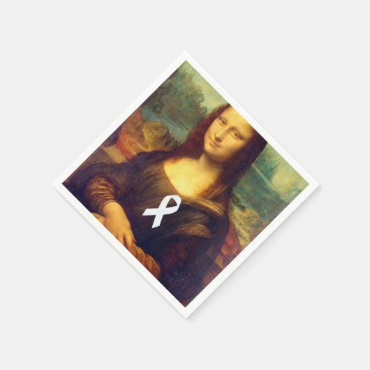 Mona Lisa mit weißem Ribbon Serviette (Ecke)