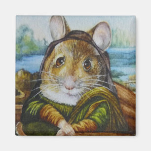 Mona Lisa Mouse Parody Aqua Art Magnet