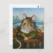 Mona Lisa Mouse Parody Aqua Art Postkarte (Vorne/Hinten)