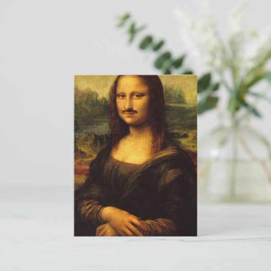 Mona lisa mustache postkarte (Stehend Vorderseite)