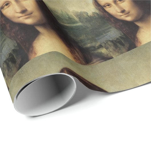 Mona Lisa nah von Leonardo da Vinci Geschenkpapier (Rolleneckpunkt)