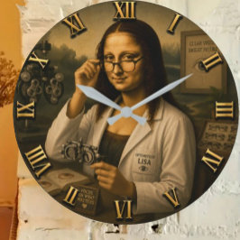 Mona Lisa Optometrist Funny Eye Doctor Office Deco Große Wanduhr