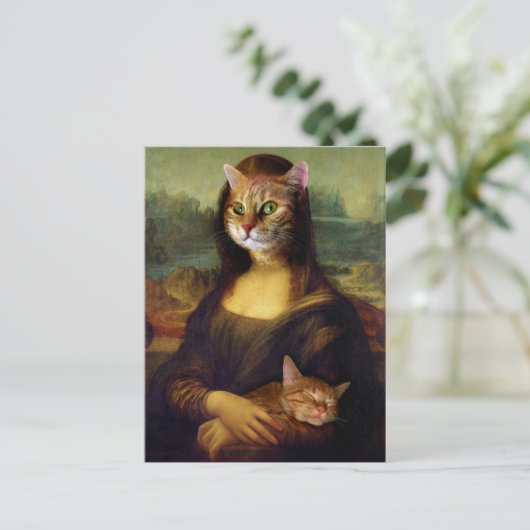 Mona Lisa Orange Cat Postkarte (Stehend Vorderseite)
