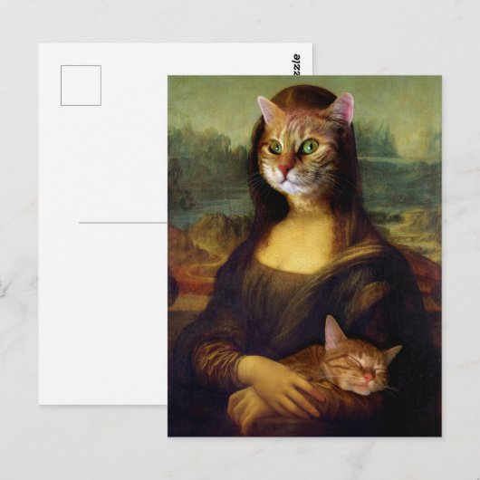 Mona Lisa Orange Cat Postkarte (Vorne/Hinten)
