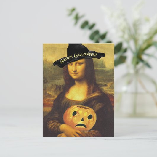 Mona Lisa Original Hexe Happy Halloween PC-Spaß Postkarte (Stehend Vorderseite)