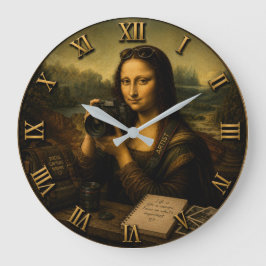 Mona Lisa Photographer Funny Vintage Große Wanduhr