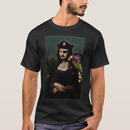 Mona Lisa Pirate Captain mit Mustache T-Shirt (Vorderseite)