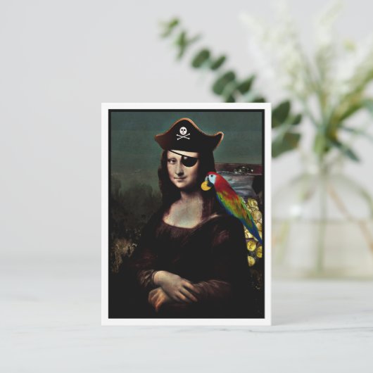 Mona Lisa Pirate Captain Postkarte (Stehend Vorderseite)