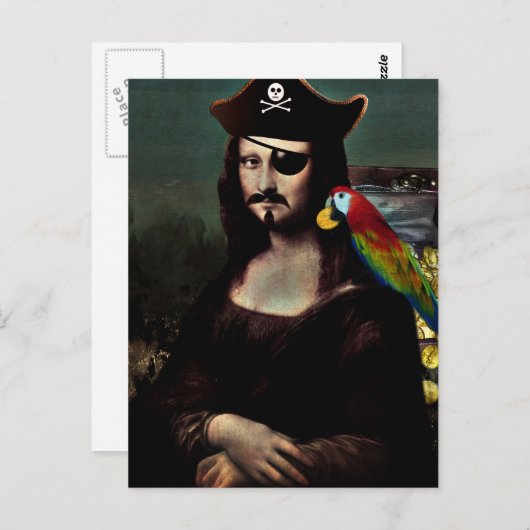 Mona Lisa Pirate mit Mustache Postkarte (Vorne/Hinten)